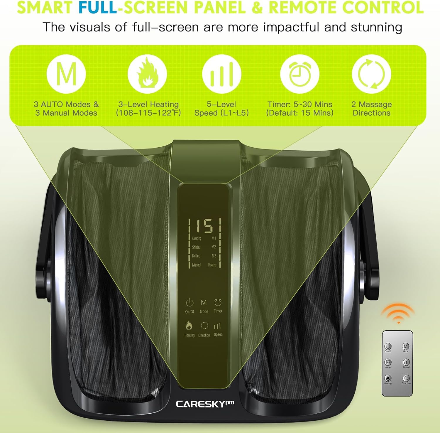 CARESKYpro Deep Kneading Foot Massager with Heat Therapy for Circulation