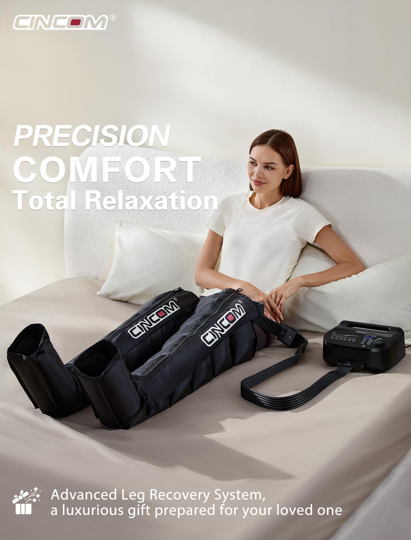 CINCOM 6-Zone Air Compression Leg Massager for Recovery & Circulation