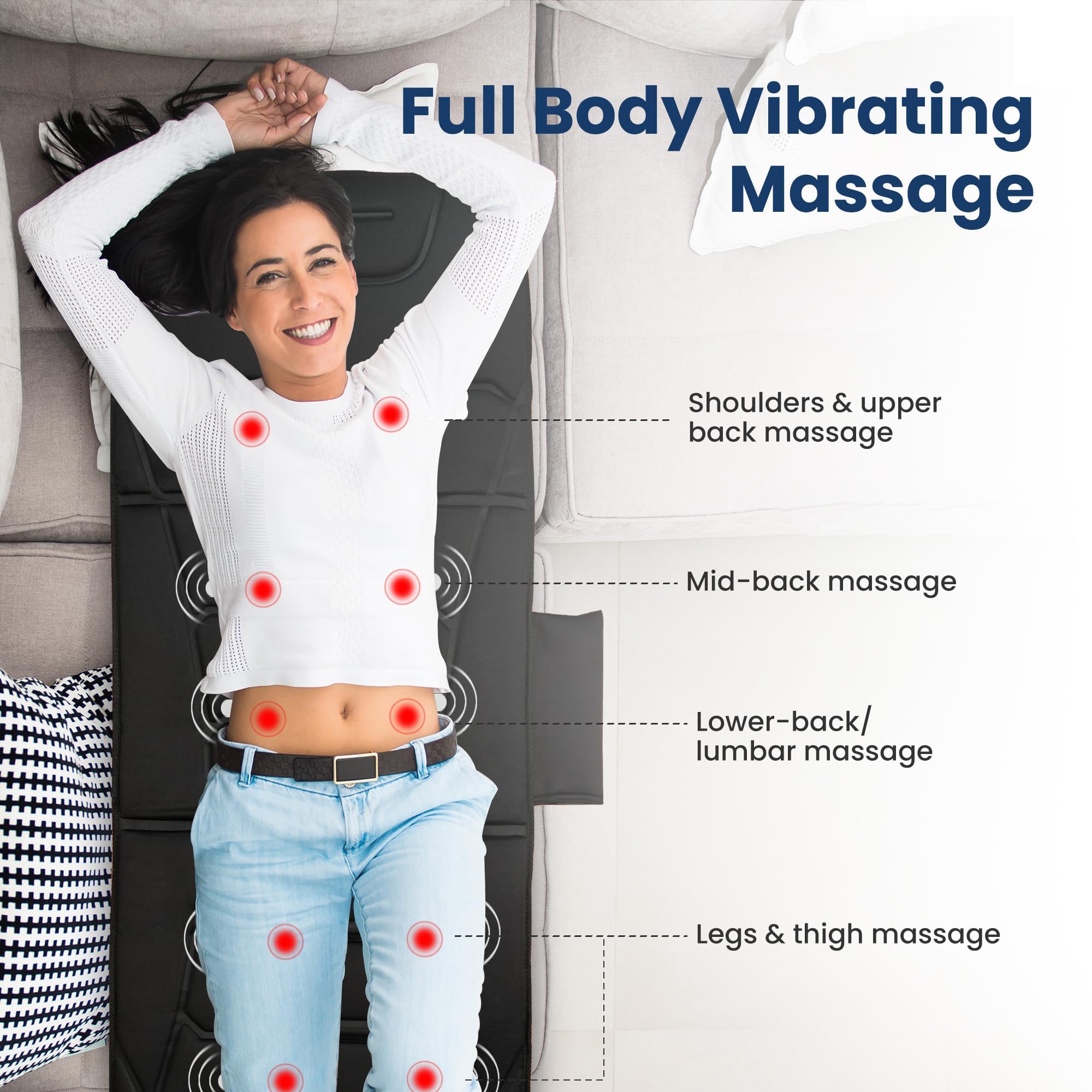 Comfier Full Body Massage Mat with Heat - 10 Motors and 4 Heating Zones
