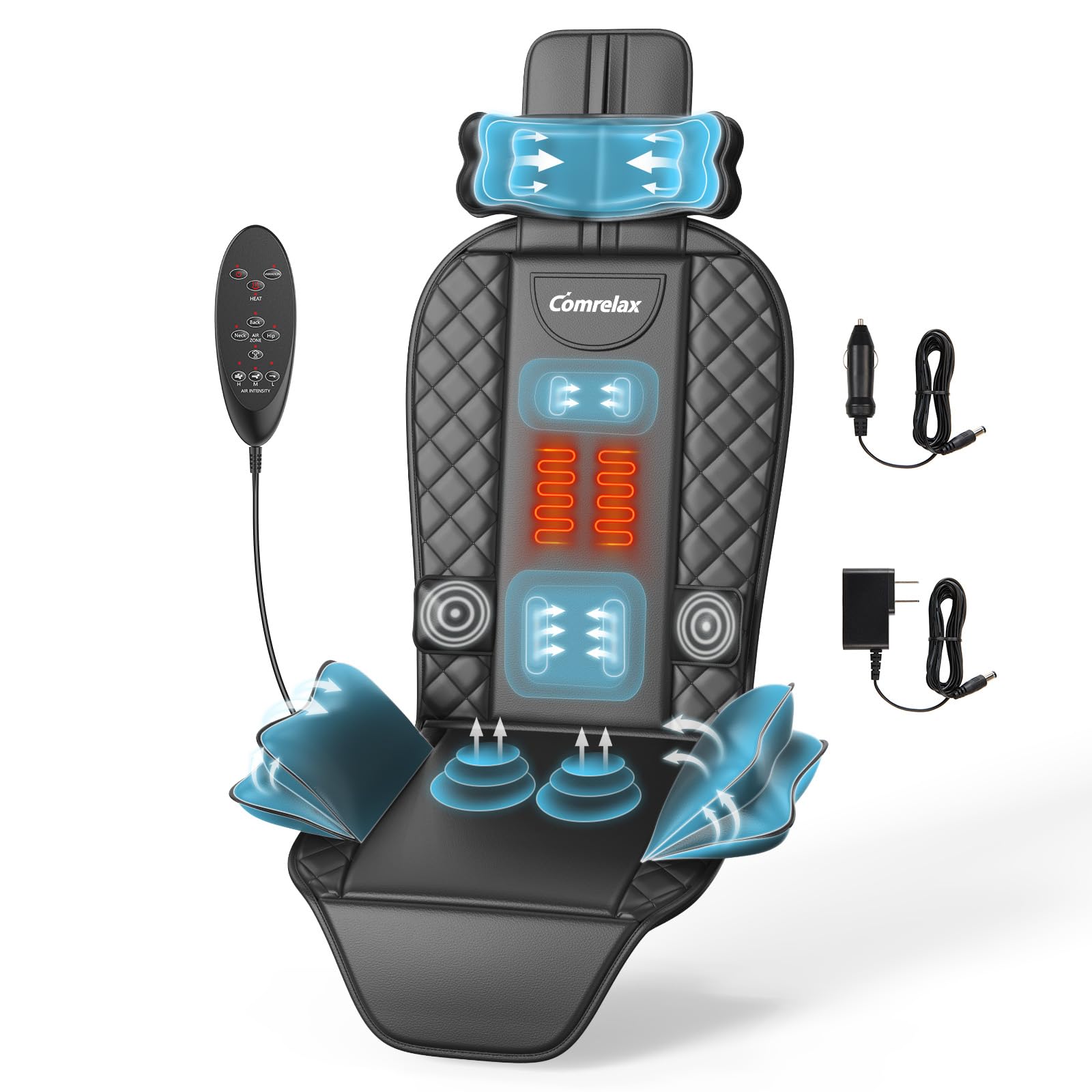 Comrelax Full Back Massager Pad with Heat and Traction for Office and Home