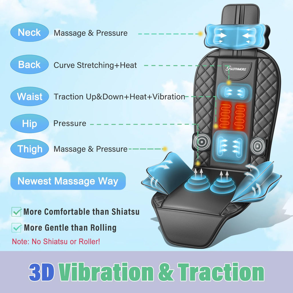 Comrelax Full Back Massager Pad with Heat and Traction for Office and Home