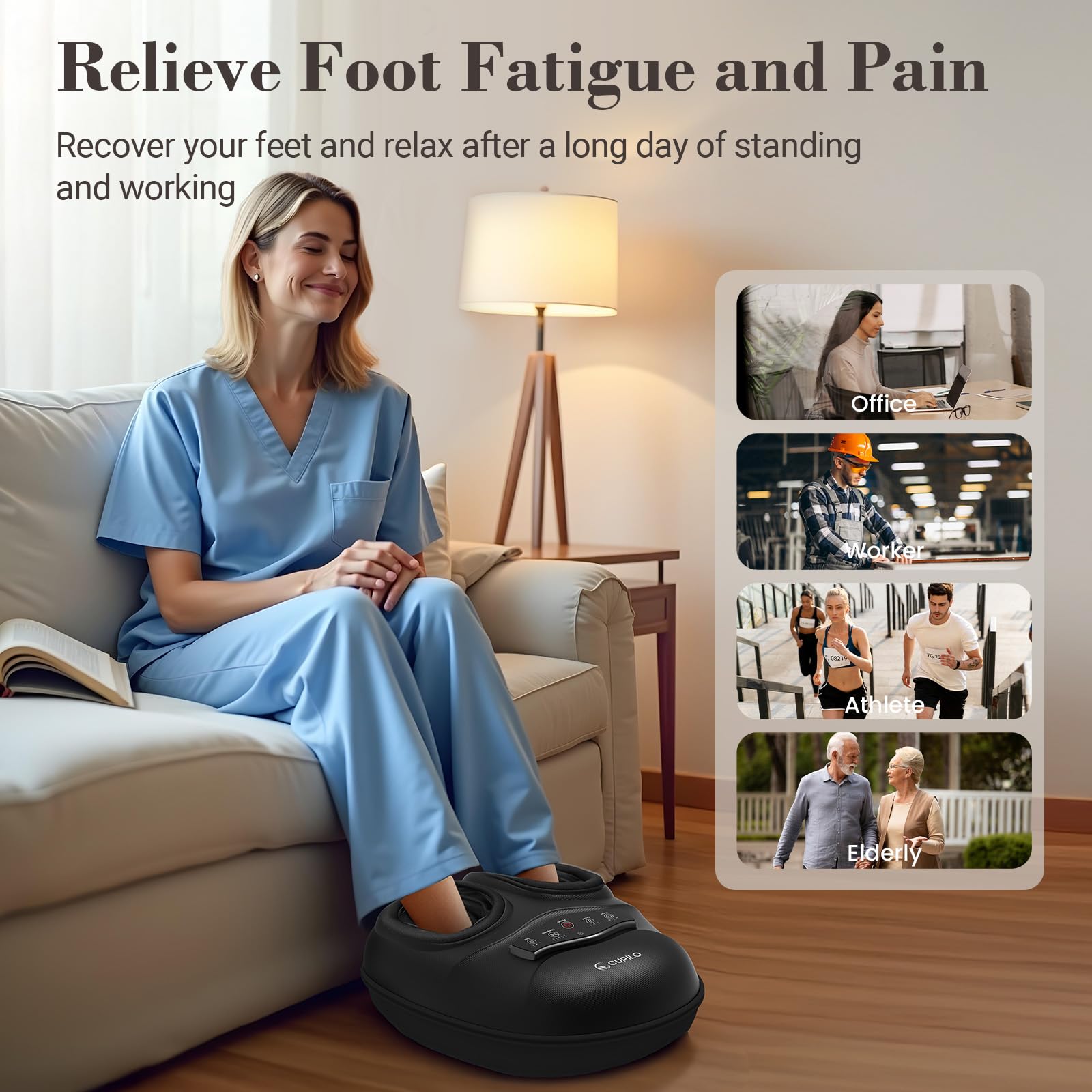 CuPiLo Shiatsu Foot Massager with Heat, Remote & 5 Compression Levels