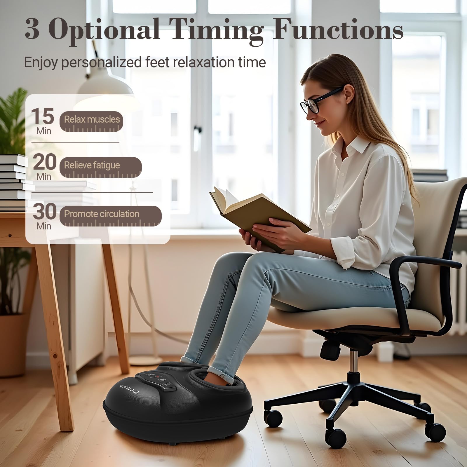 CuPiLo Shiatsu Foot Massager with Heat, Remote & 5 Compression Levels