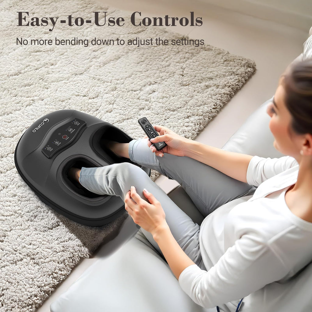 CuPiLo Shiatsu Foot Massager with Heat, Remote & 5 Compression Levels