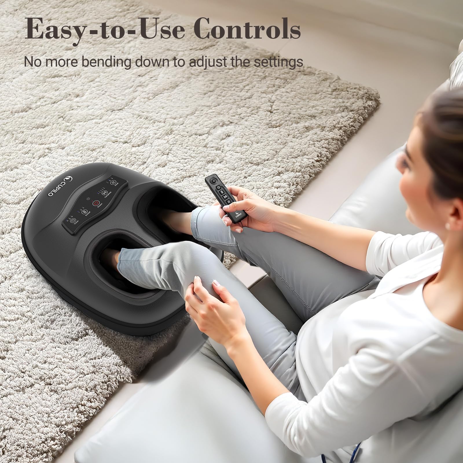 CuPiLo Shiatsu Foot Massager with Heat, Remote & 5 Compression Levels