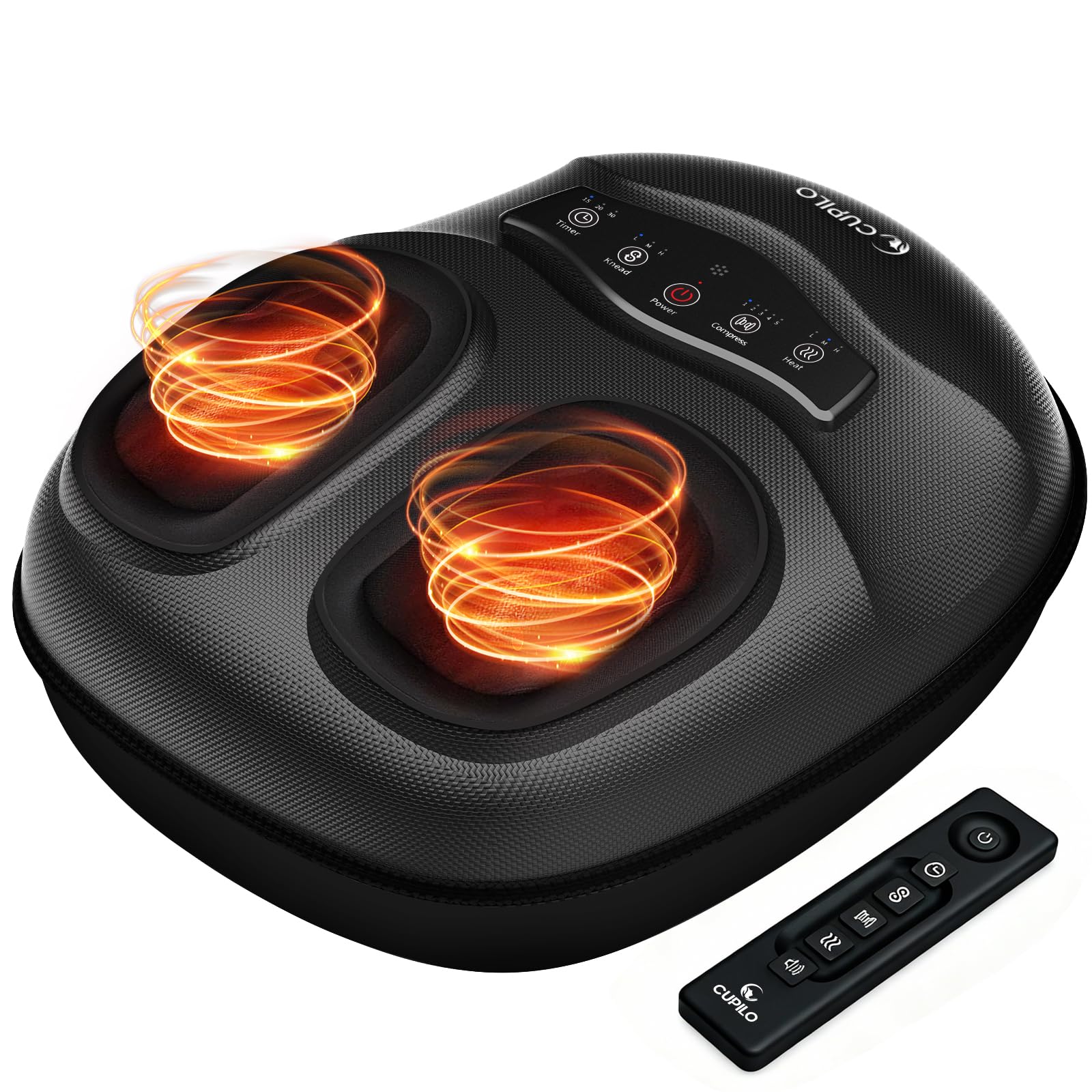 CuPiLo Shiatsu Foot Massager with Heat, Remote & 5 Compression Levels