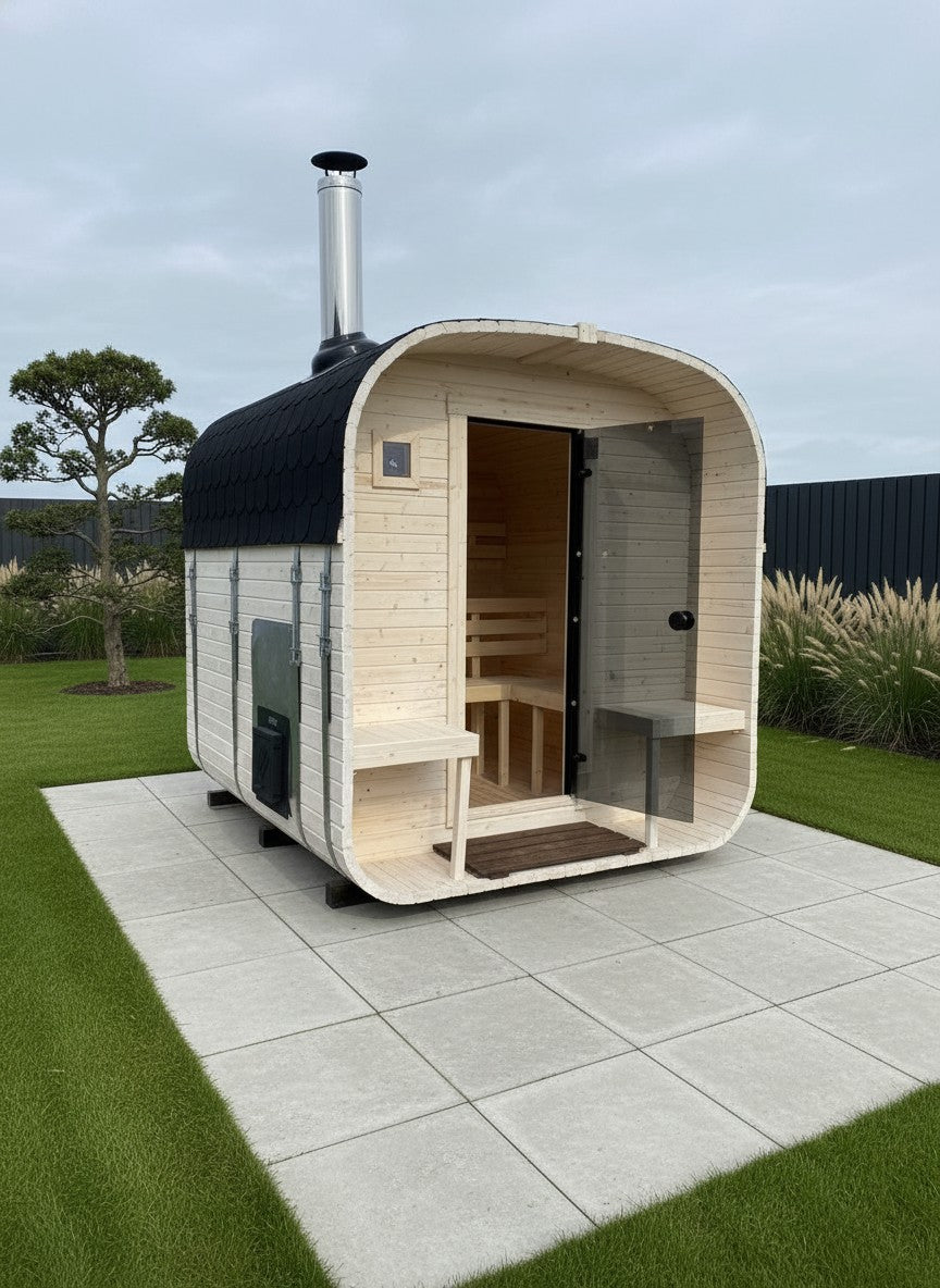 Steam & Oak Cube Sauna 2.4m with Porch (Electric, Gas or Wood-Fired)_9