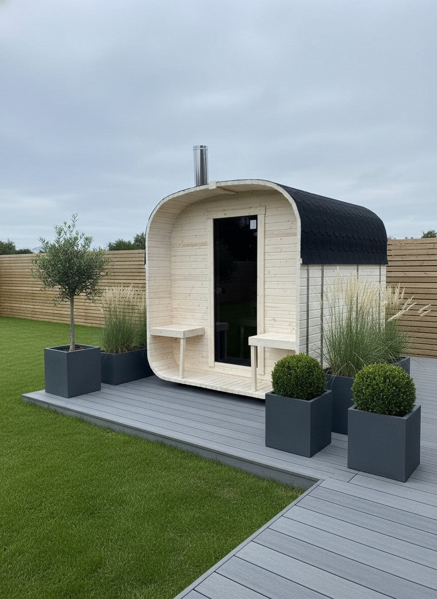 Steam & Oak Cube Sauna 2.4m with Porch (Electric, Gas or Wood-Fired)_11