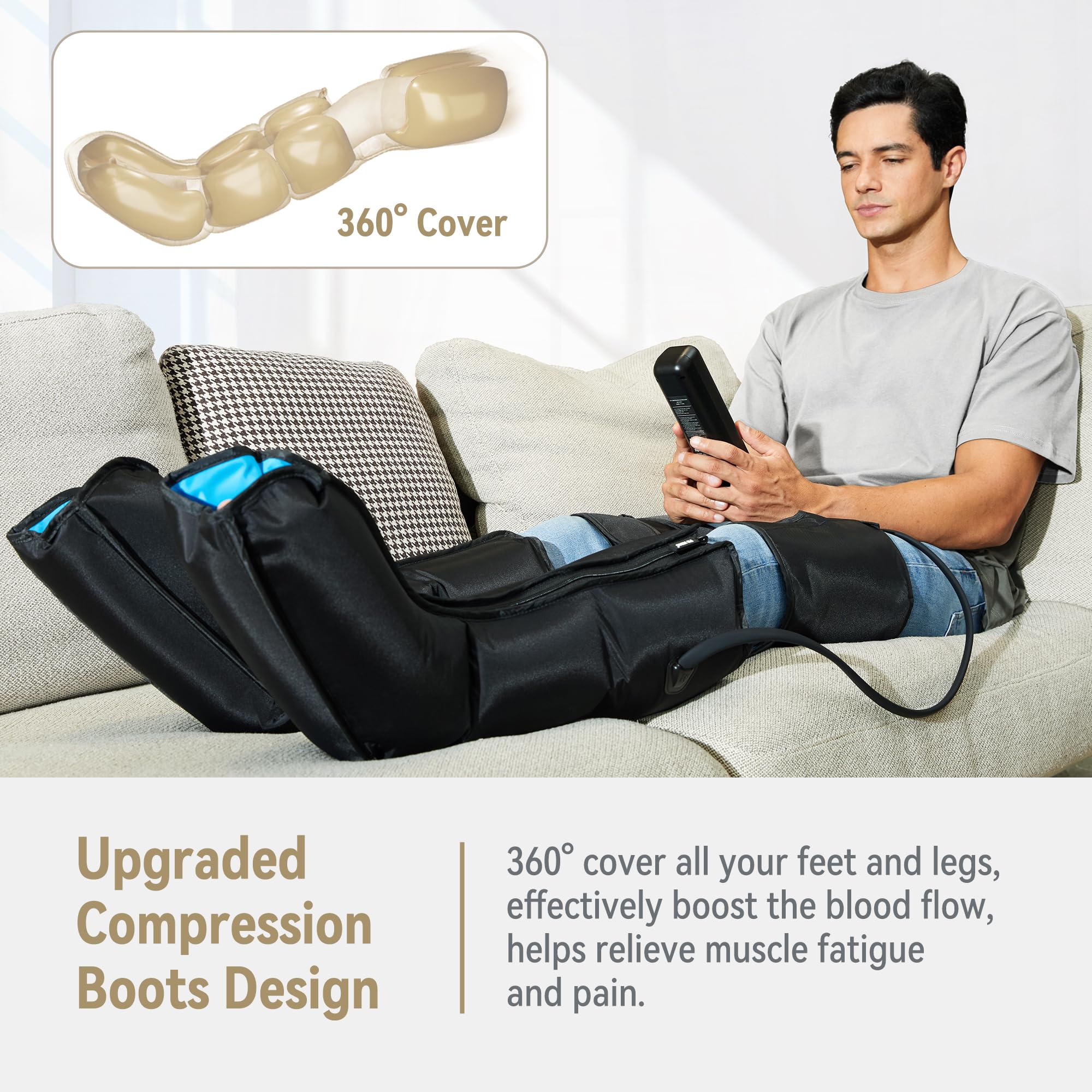 Fit King Air Compression Leg & Foot Boots Massager for Circulation & Edema – 30 Modes