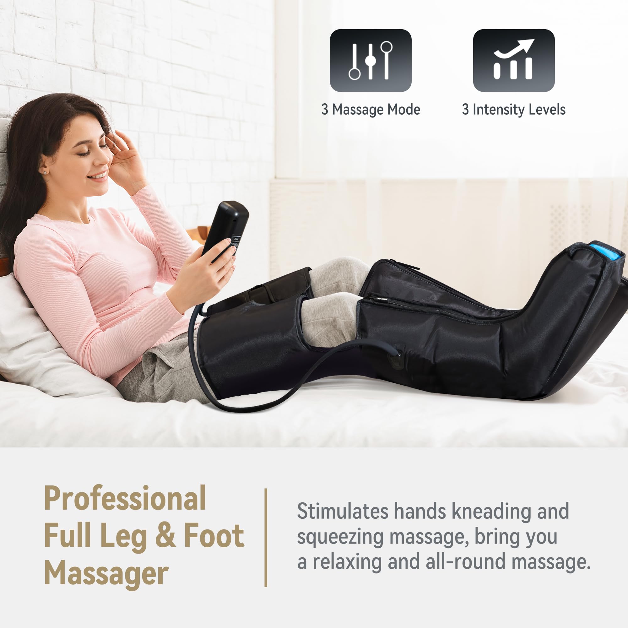 Fit King Air Compression Leg & Foot Boots Massager for Circulation & Edema – 30 Modes