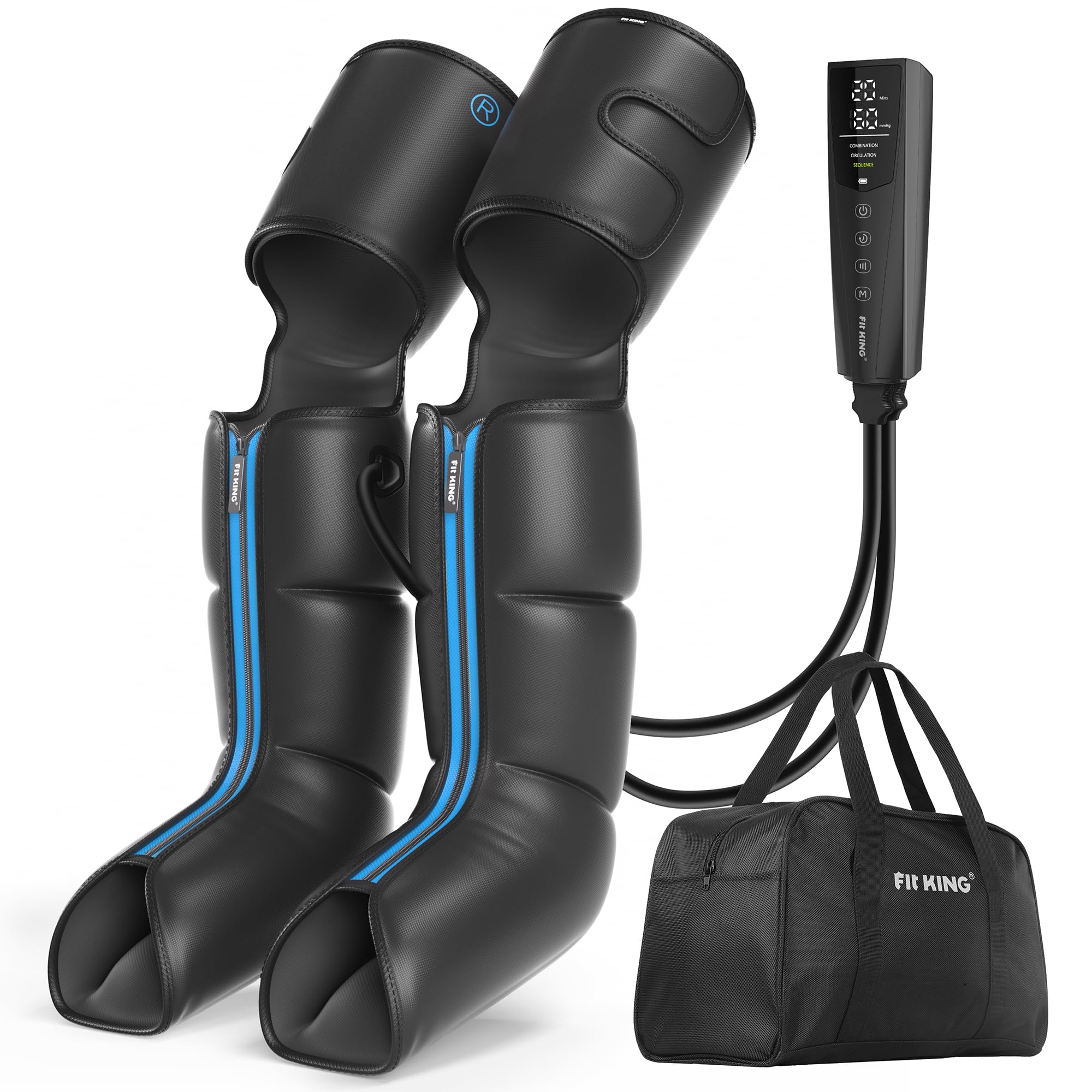 Fit King Rechargeable Leg and Foot Massager with Cordless Air Compression - 3 Modes, 10 Intensities