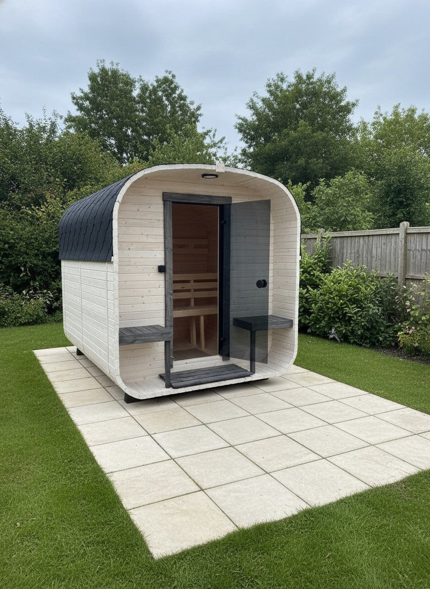 Steam & Oak Cube Sauna 2.4m with Porch (Electric, Gas or Wood-Fired)_5