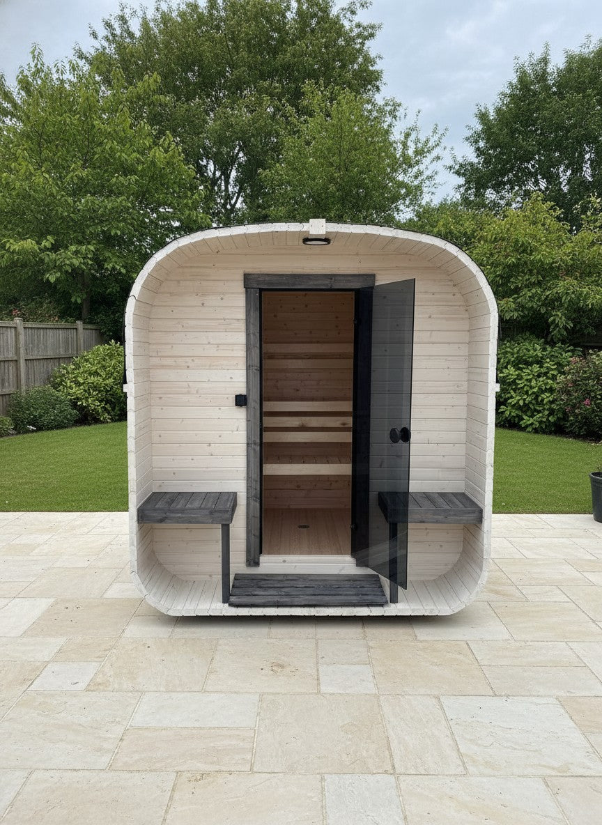 Steam & Oak Cube Sauna 2.4m with Porch (Electric, Gas or Wood-Fired)_22