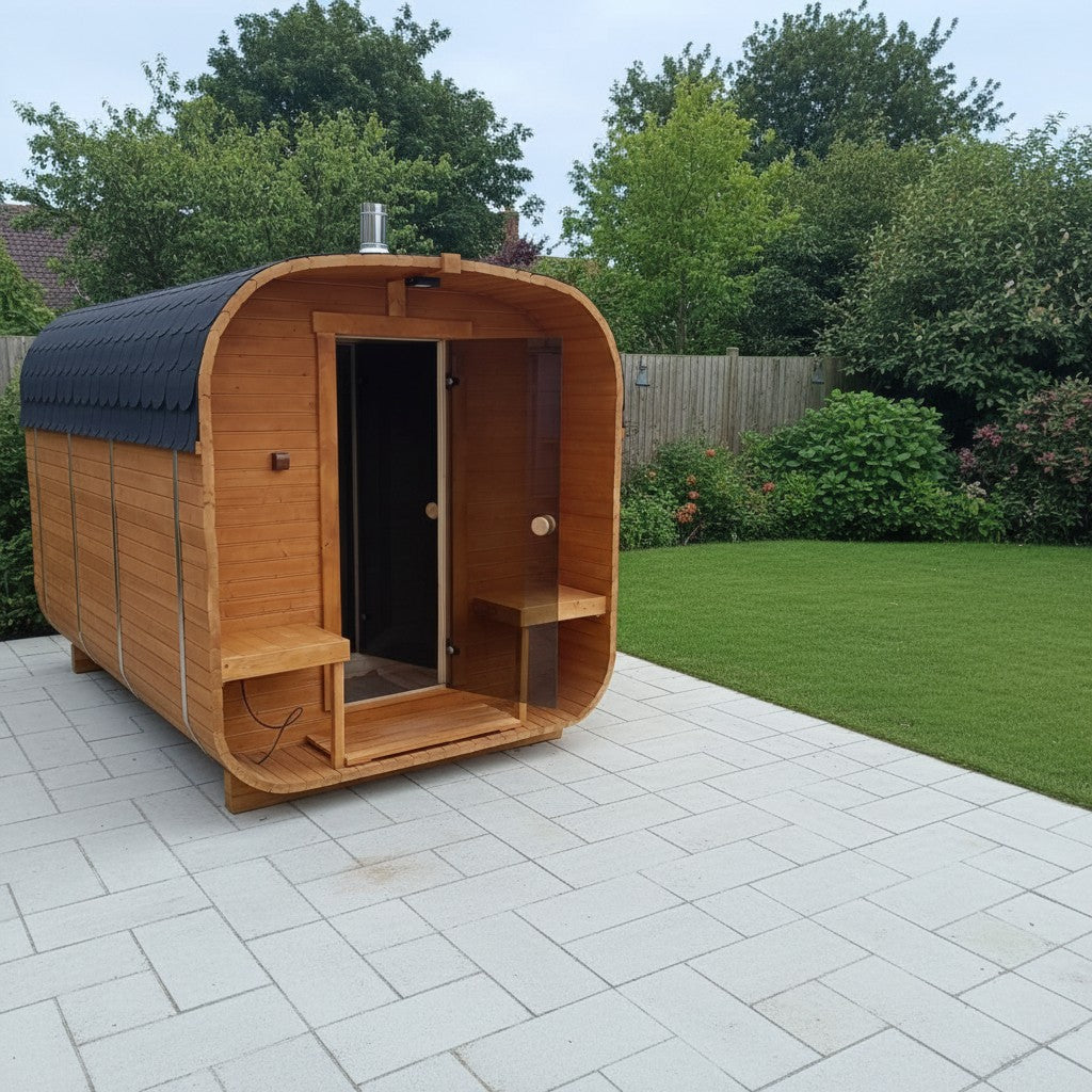 Steam & Oak Cube Sauna 3.4m Premium L-Bench (Electric, Gas or Wood-Fired)_2
