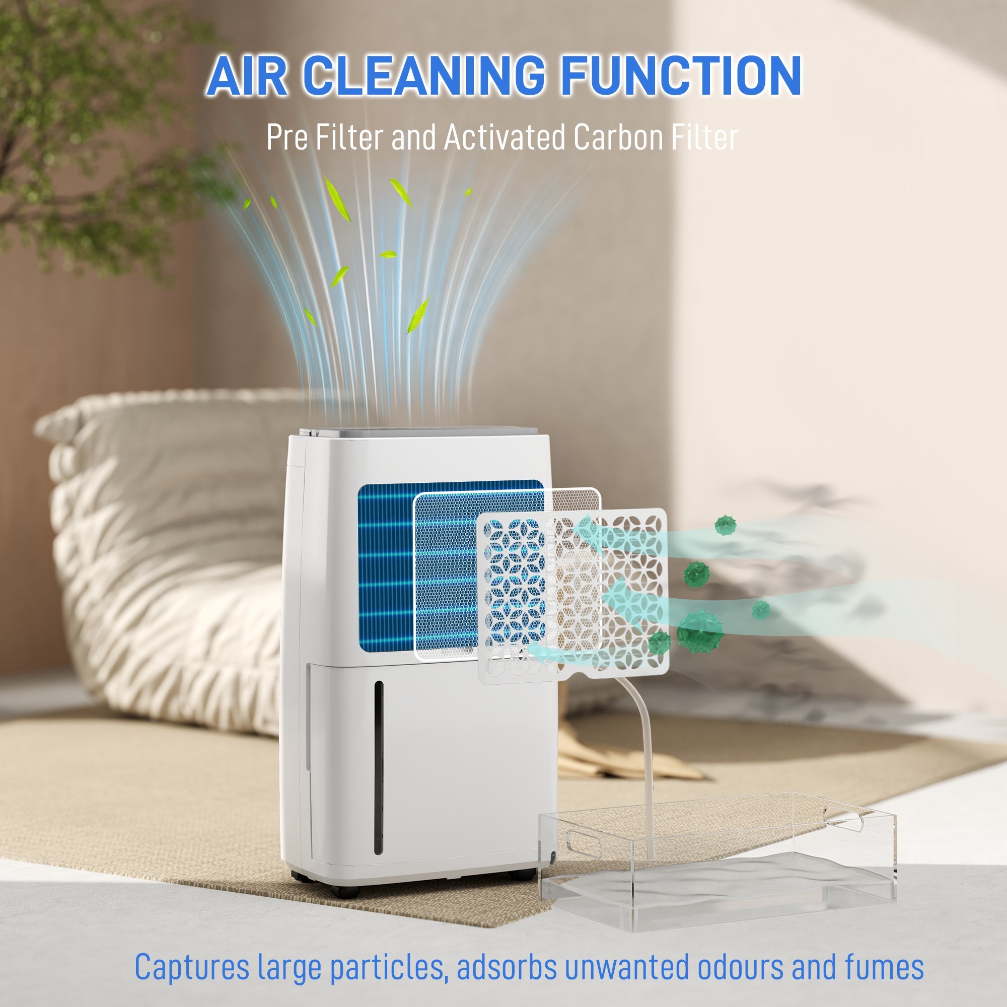 HOMCOM 16L Multi-Mode Dehumidifier with Wheels - White