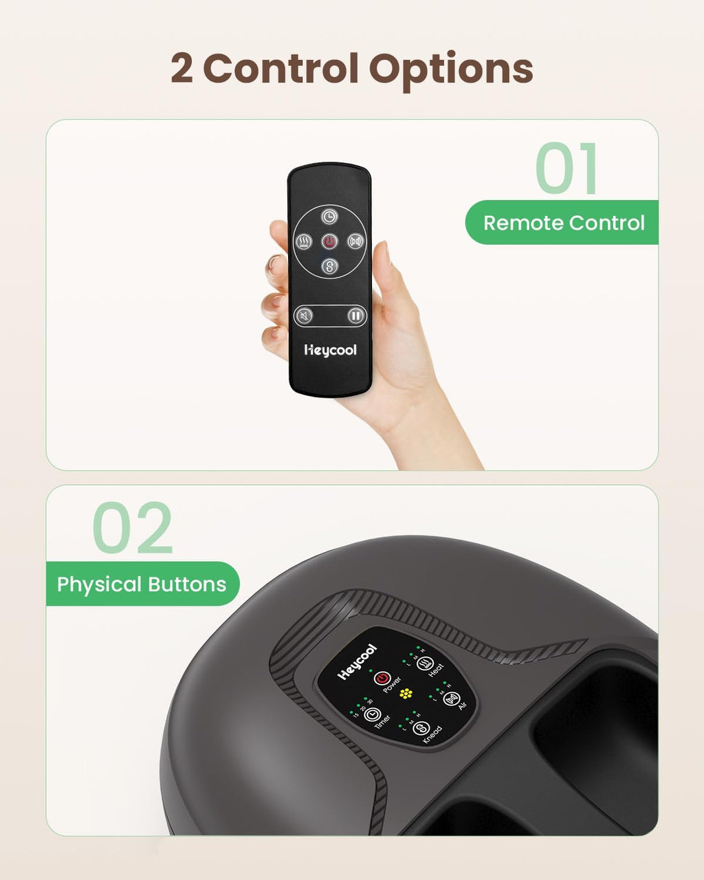 Heycool Shiatsu Foot Massager with Heat, Deep Kneading & Remote – Fits up to Size 14