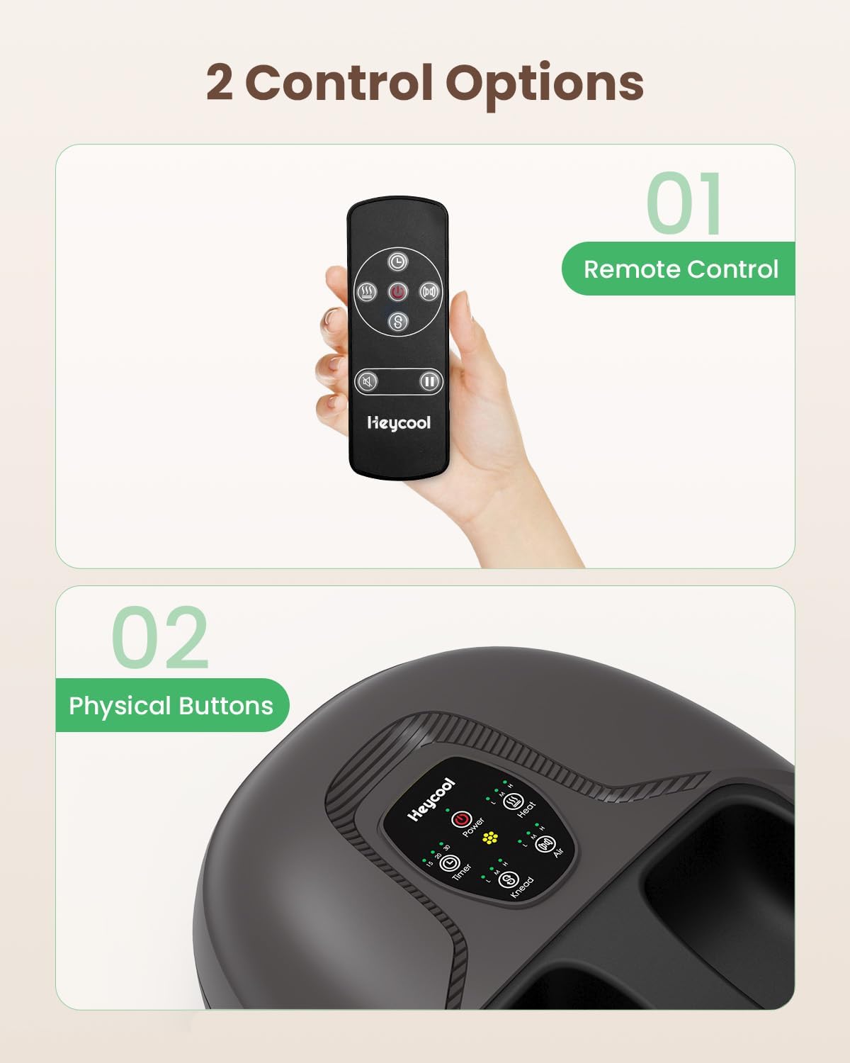 Heycool Shiatsu Foot Massager with Heat, Deep Kneading & Remote – Fits up to Size 14