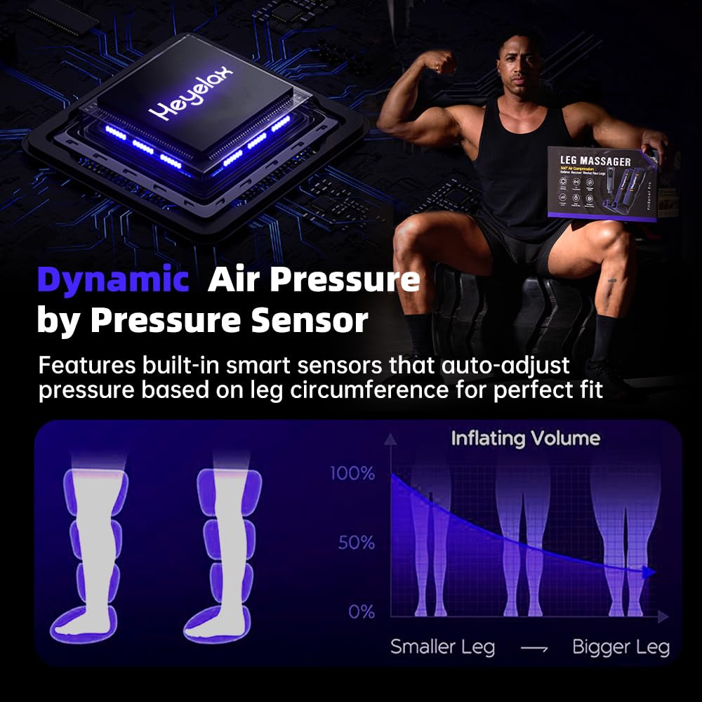 Heyelax Leg Compression Massager for Circulation & Recovery - (Large)