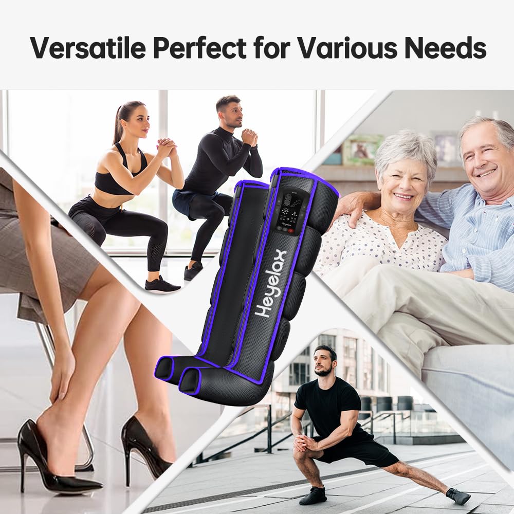 Heyelax Cordless Leg Massager for Circulation & Recovery with Heat – 6 Modes, 8 Intensities
