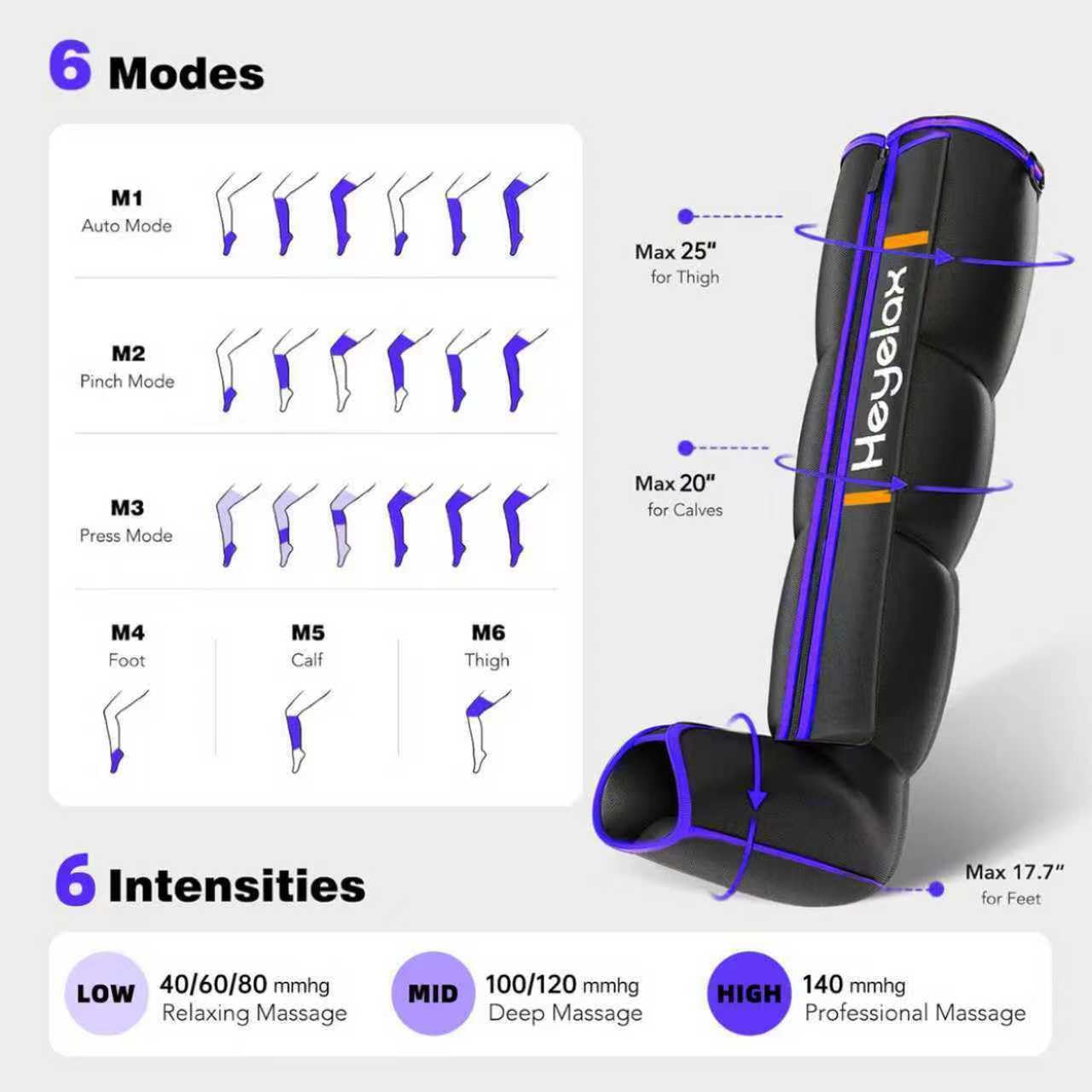 Heyelax Full-Leg Compression Massager Boots (Small) for Circulation & Recovery