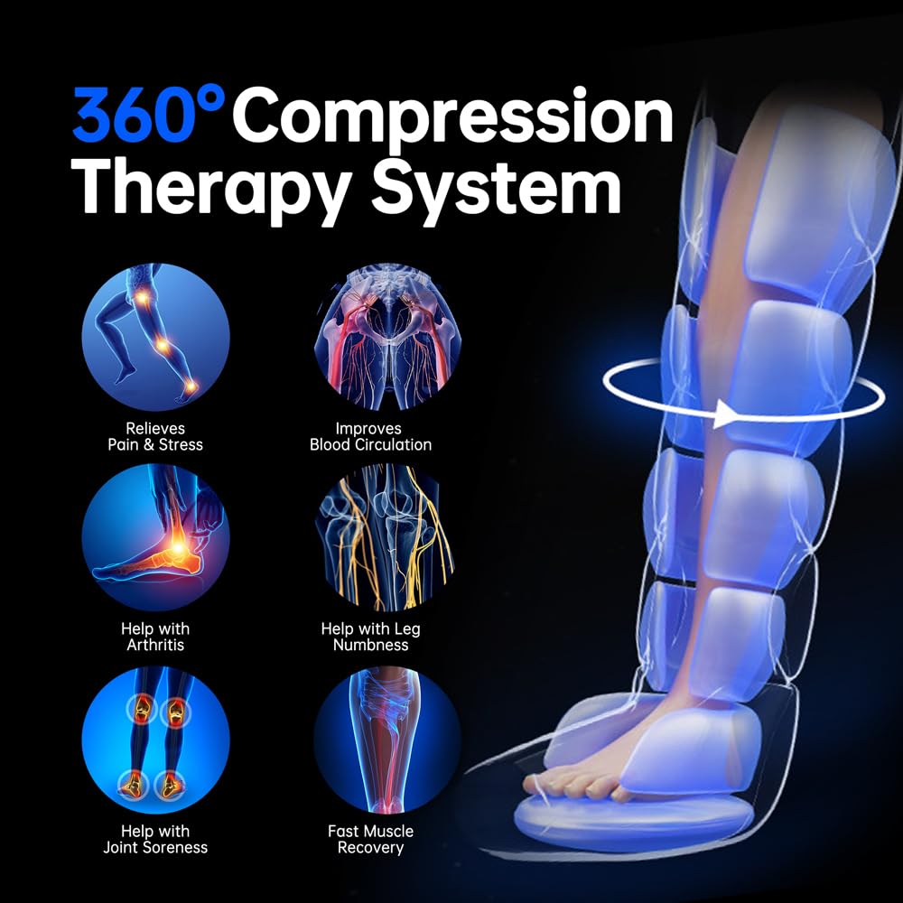 Heyelax Cordless Leg Massager for Circulation & Recovery with Heat – 6 Modes, 8 Intensities