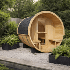 KOVE Outdoor Barrel Sauna – 3–4 Person Luxury Garden Sauna with 6kW Heater