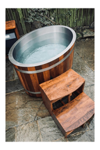 KOVE Oval Cedar Ice Bath – Luxury Reclined Cold Plunge Tub
