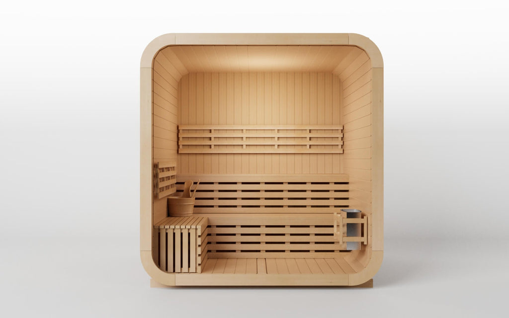 KOVE Cube Sauna 3–4 Person Outdoor Sauna – Premium Spruce Wood, 6kW Harvia Heater, Modern Cube Design