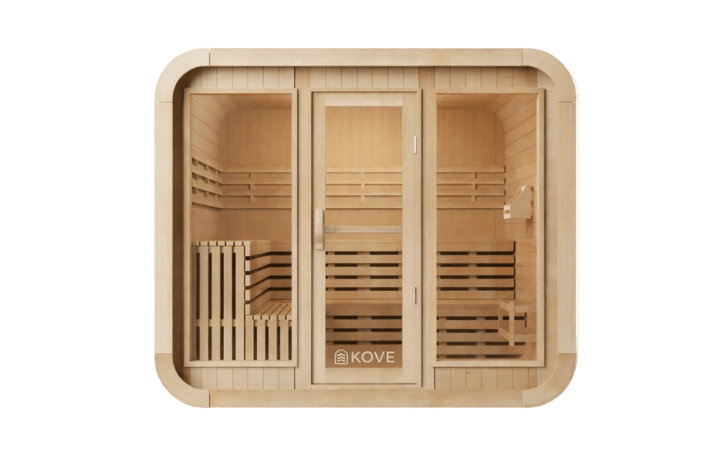KOVE Cube Sauna 5–6 Person Outdoor Sauna – Premium Spruce Wood, 8kW Harvia Heater, Modern Cube Design