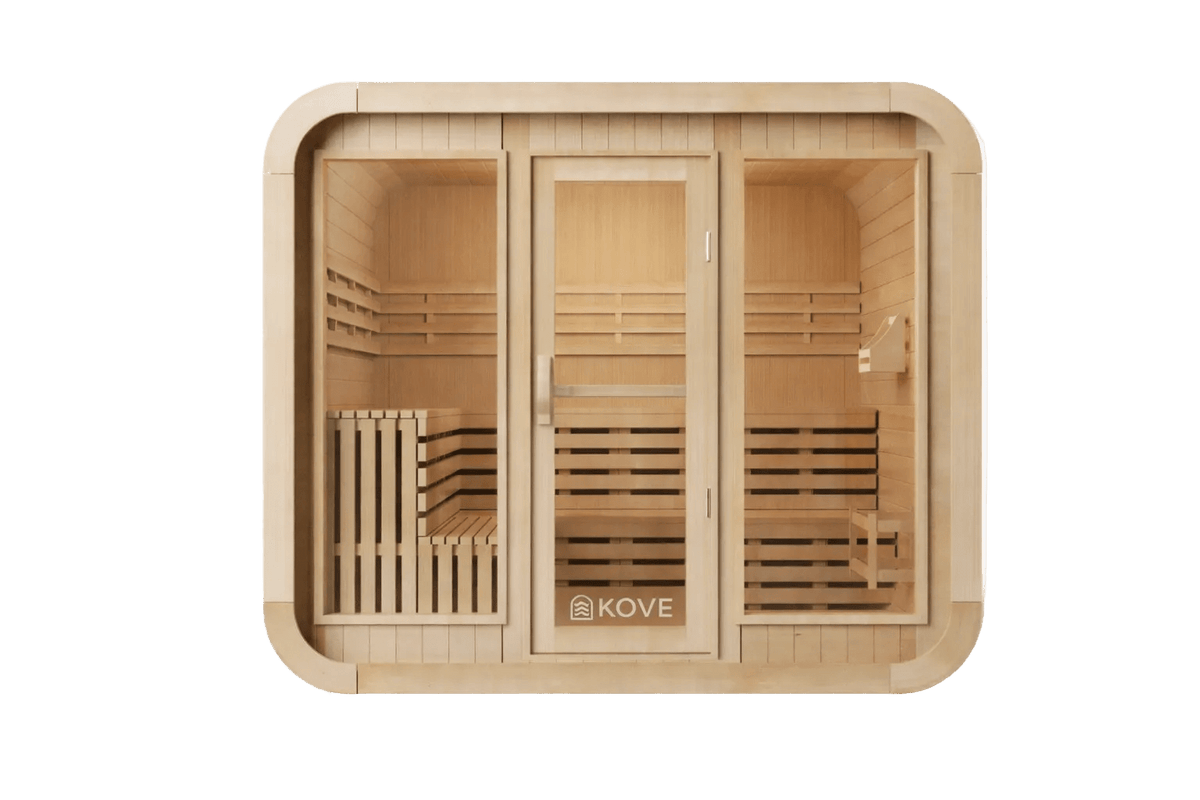 KOVE Cube Sauna 5–6 Person Outdoor Sauna – Premium Spruce Wood, 8kW Harvia Heater, Modern Cube Design