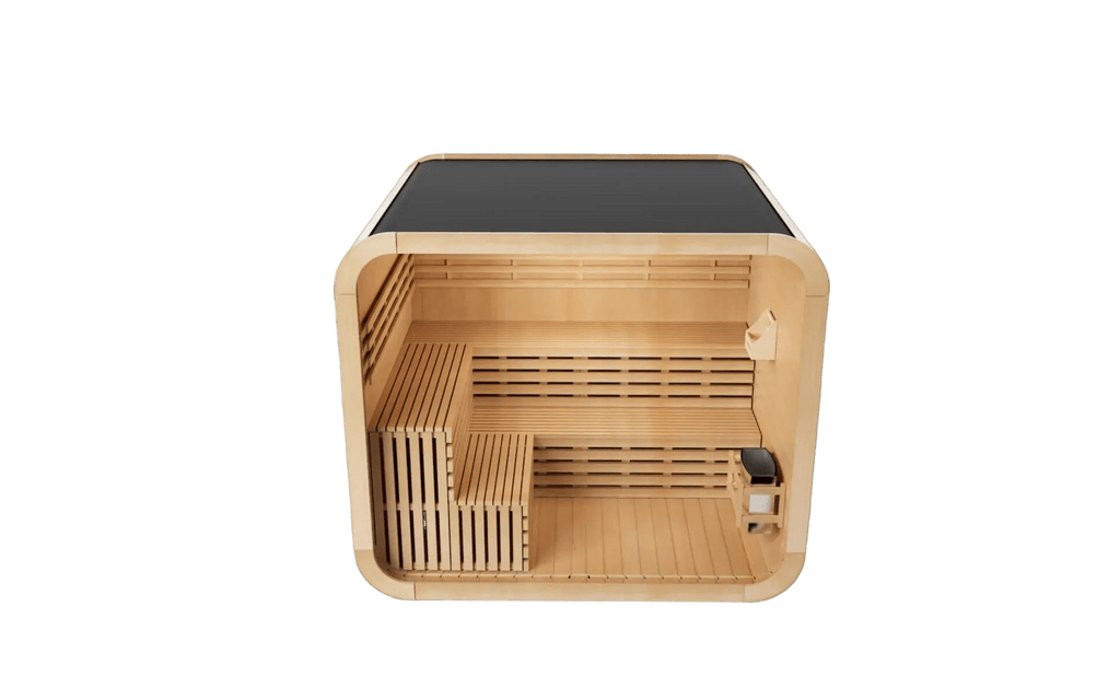 KOVE Cube Sauna 5–6 Person Outdoor Sauna – Premium Spruce Wood, 8kW Harvia Heater, Modern Cube Design