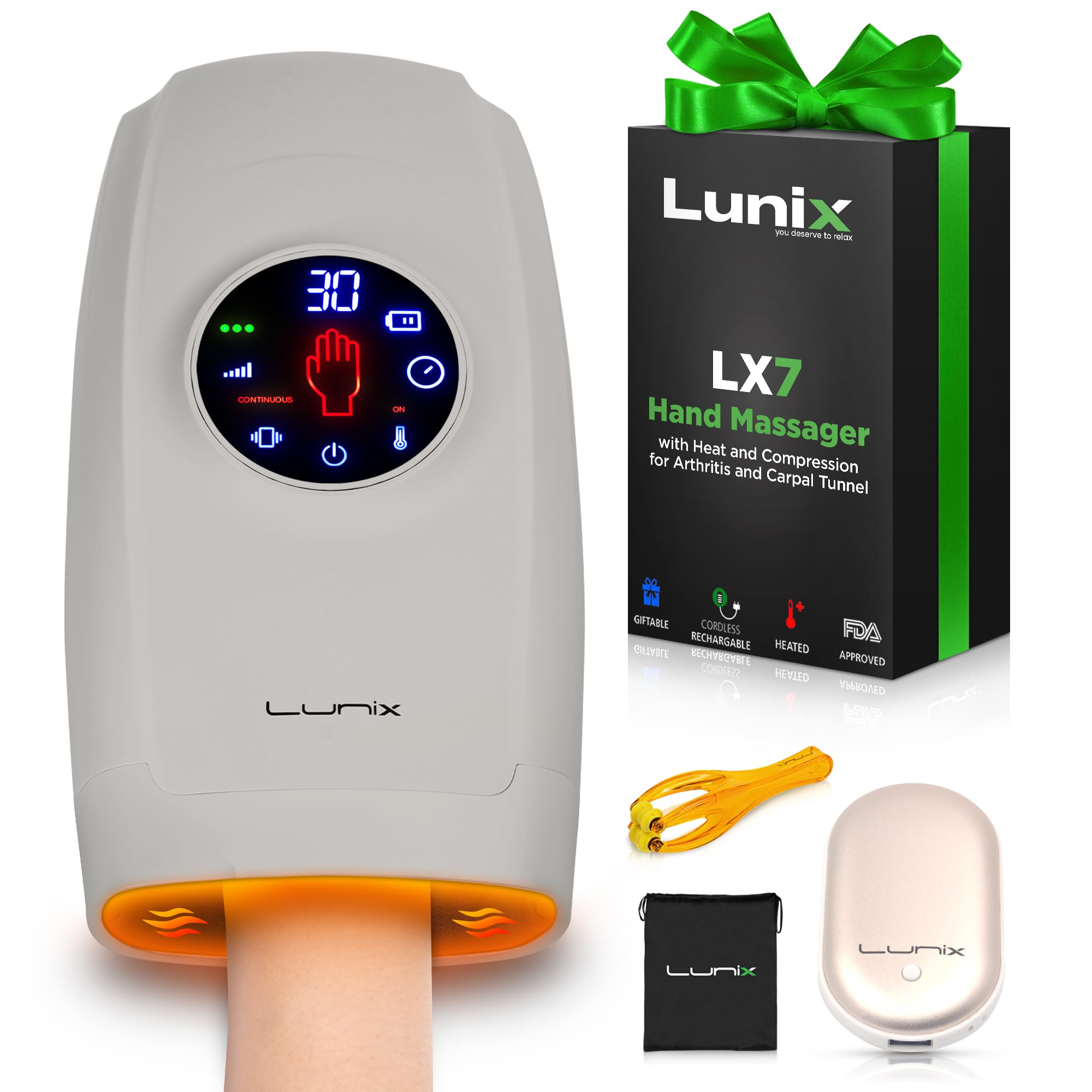 Lunix LX7 Cordless Hand Massager with Heat & Air Compression