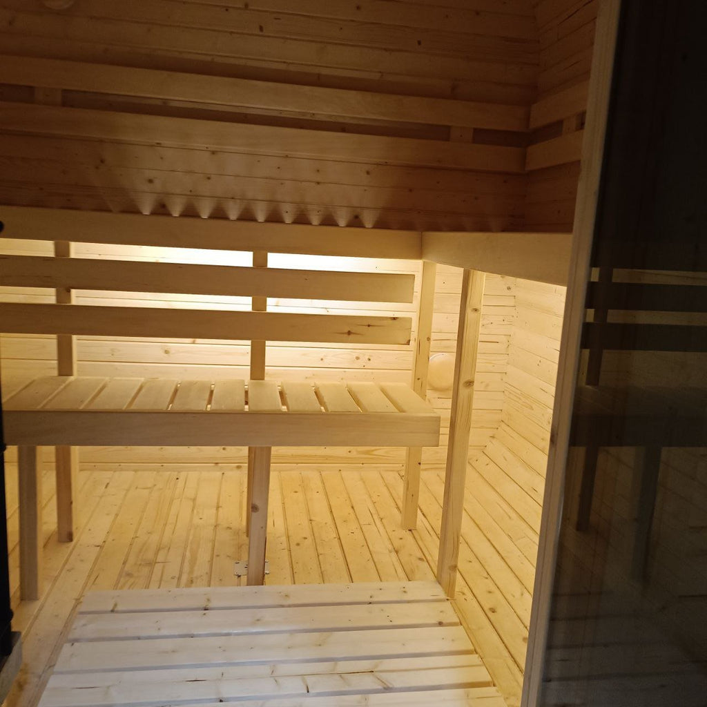 Steam & Oak Cube Sauna 3.4m Premium L-Bench (Electric, Gas or Wood-Fired)_23