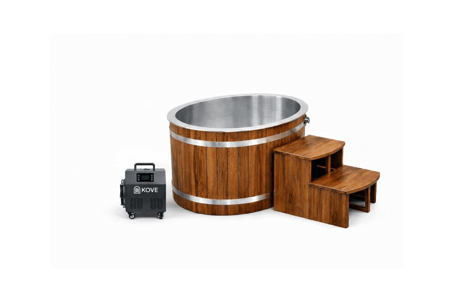 KOVE Oval Cedar Ice Bath – Luxury Reclined Cold Plunge Tub