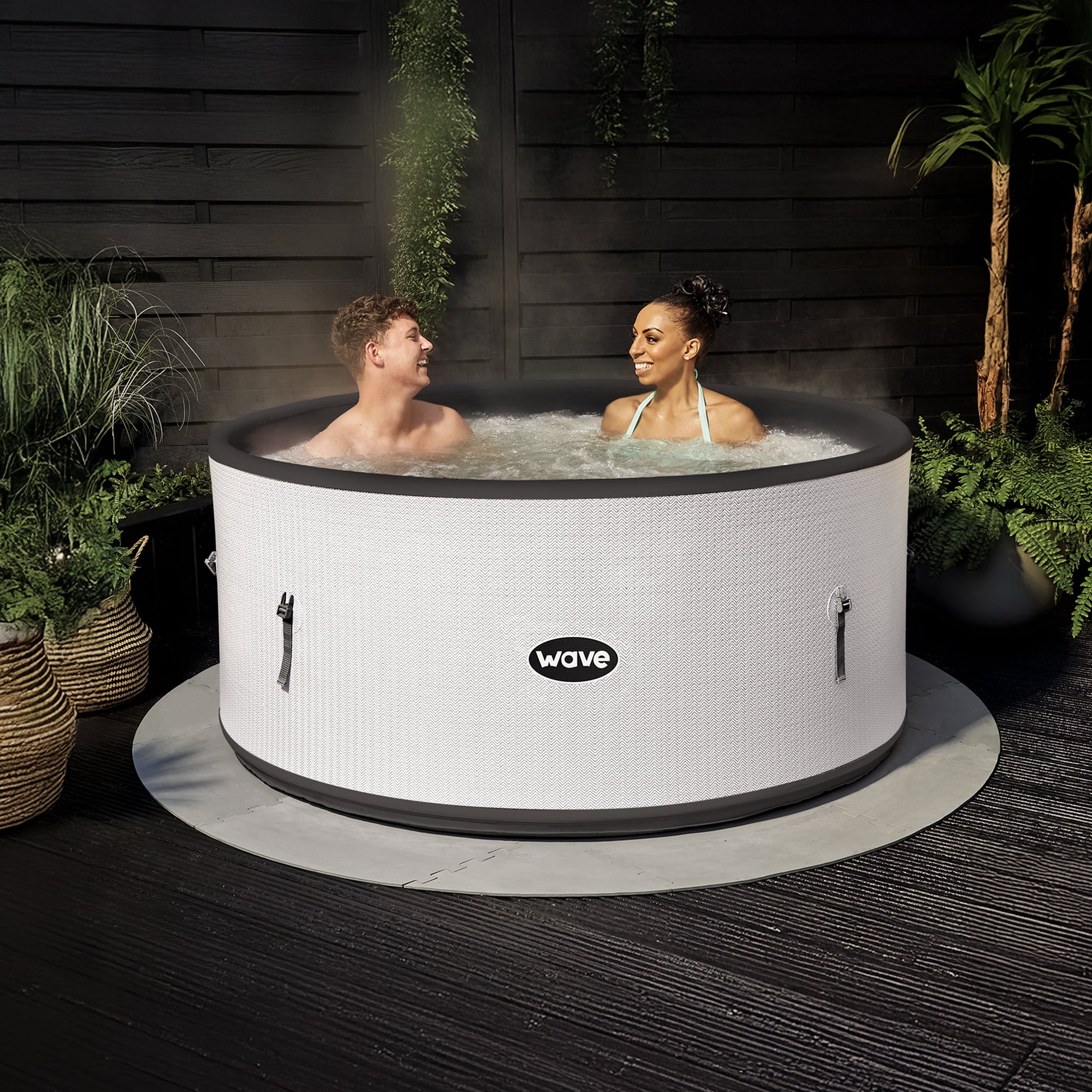 Ontario Round Drop Stitch Hot Tub - WaveSpa Herringbone Edition