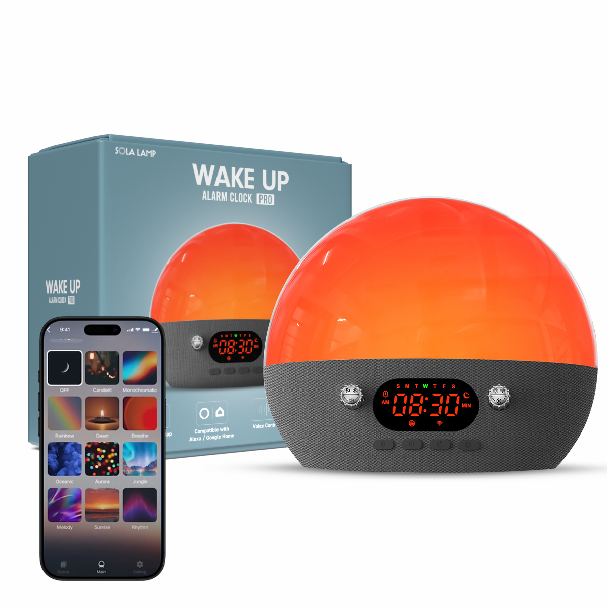 Smart Wake Up Alarm Clock Pro with Sunrise Simulation