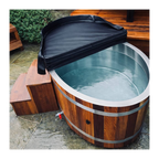KOVE Oval Cedar Ice Bath – Luxury Reclined Cold Plunge Tub
