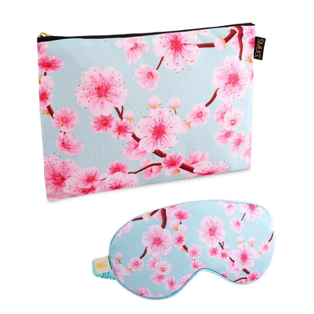 Satin Sleep Mask & Matching Accessories Bag Set - Various Prints