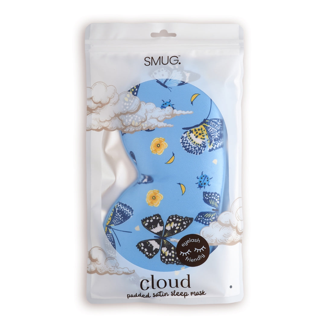 Cloud Padded Satin Sleep Mask – Butterflies Print