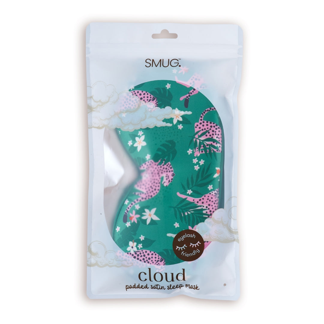 Cloud Padded Satin Sleep Mask – Cheetah Print