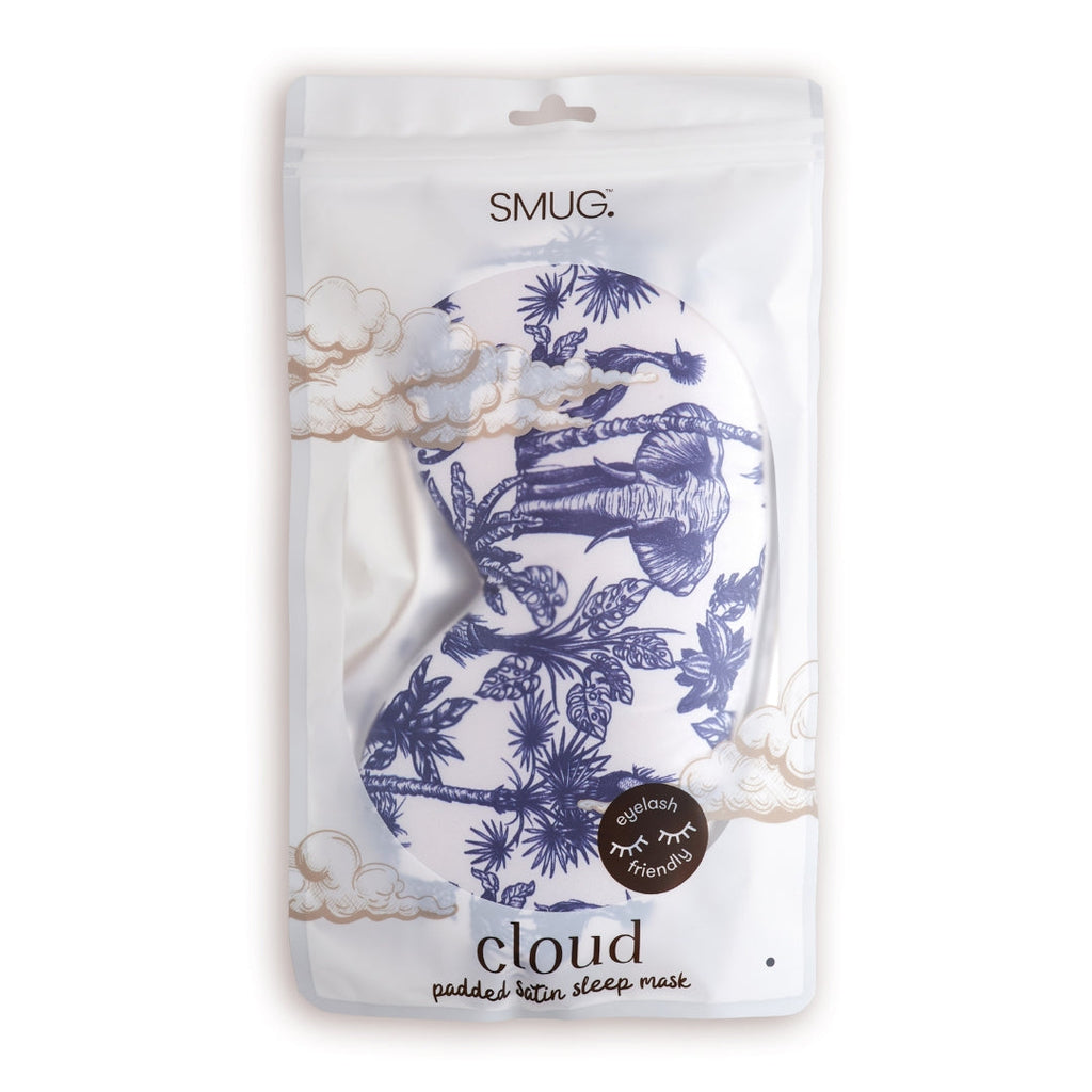 Cloud Padded Satin Sleep Mask – Elephant Print