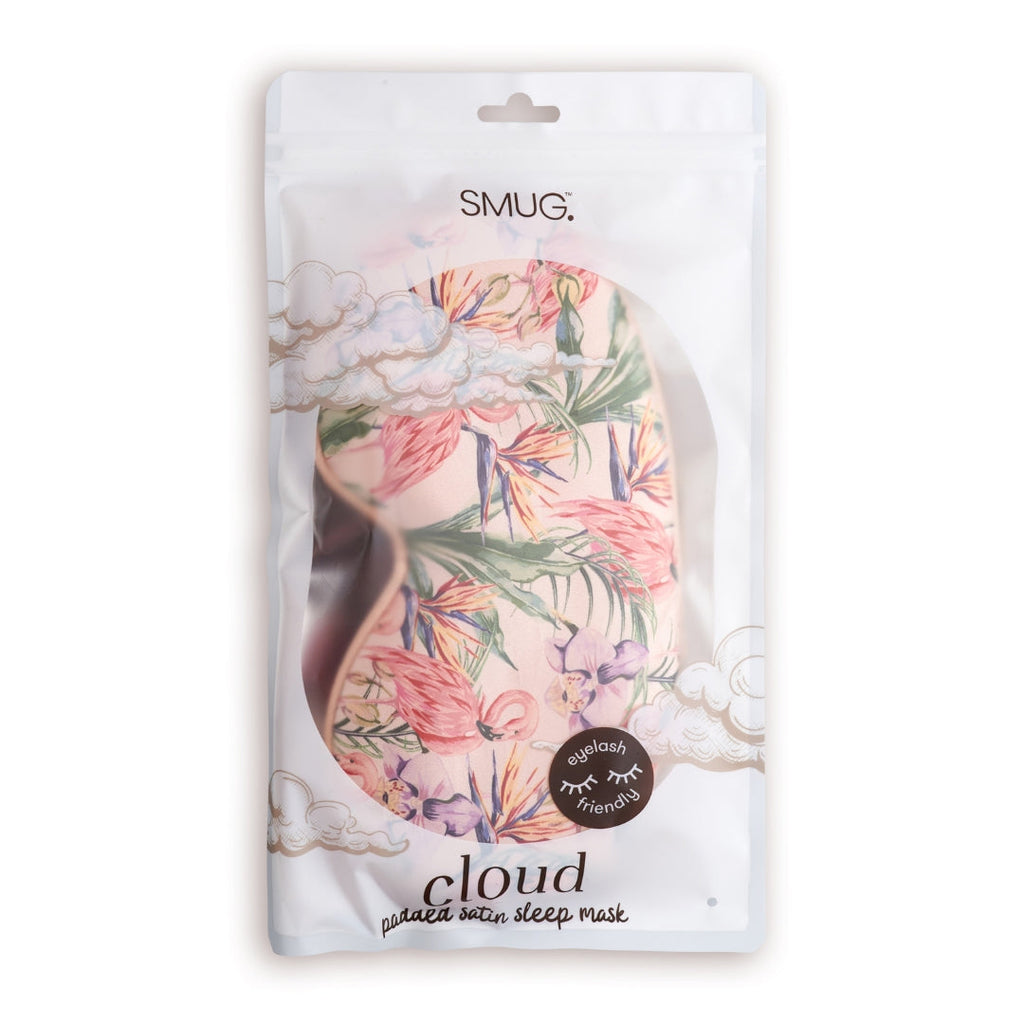 Cloud Padded Satin Sleep Mask – Flamingo Paradise Print