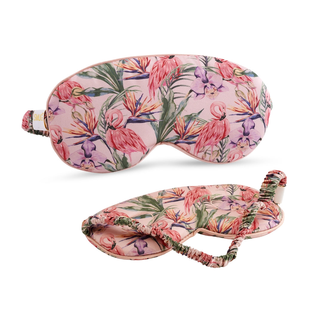Cloud Padded Satin Sleep Mask – Flamingo Paradise Print