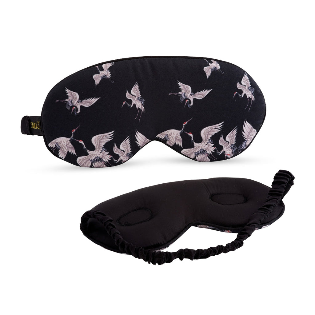 Cloud Padded Satin Sleep Mask – Moonlit Cranes Print