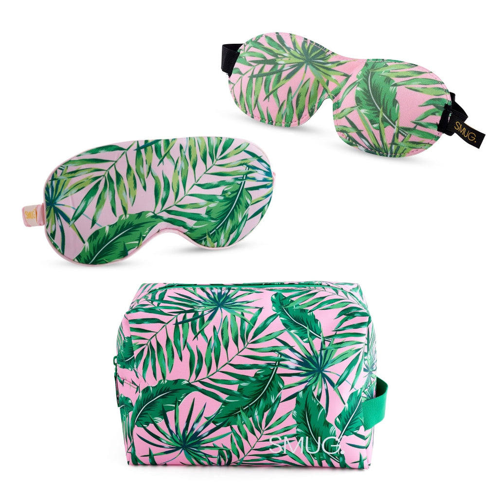Contoured and Satin Sleep Mask Set with Wash Bag - 2 Pack, Various Prints