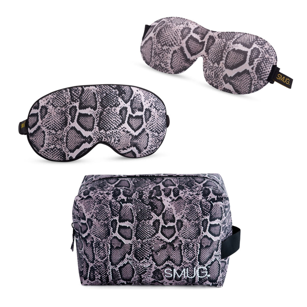 Contoured and Satin Sleep Mask Set with Wash Bag - 2 Pack, Various Prints