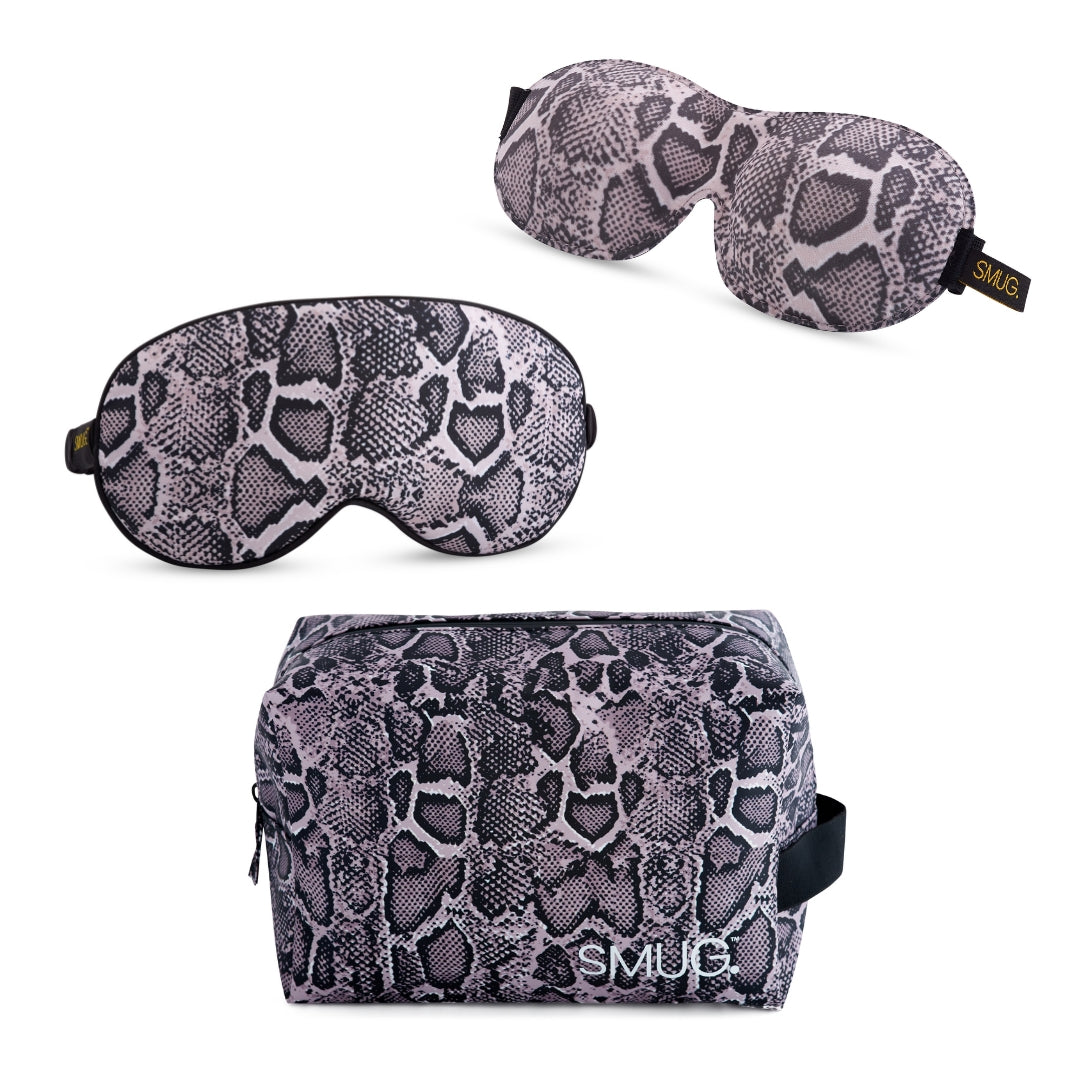 Contoured and Satin Sleep Mask Set with Wash Bag - 2 Pack, Various Prints
