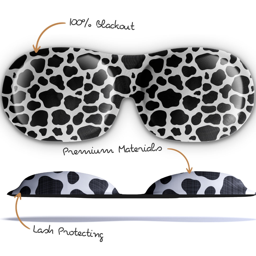 Contoured 3D Blackout Sleep Mask – Cow Print
