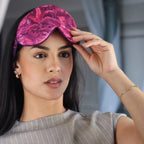 Cloud Padded Satin Sleep Mask – Pink Fern Print