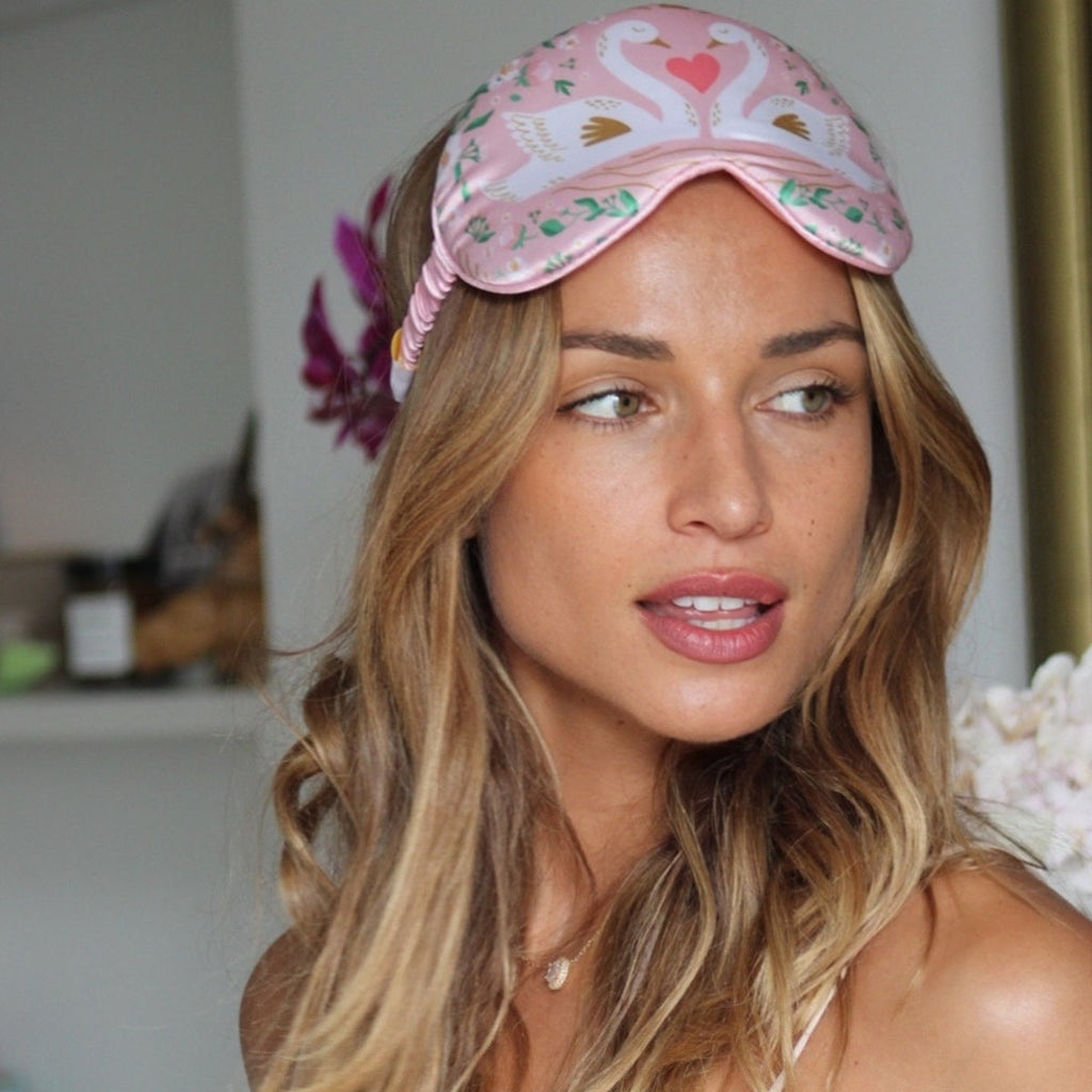 Cloud Padded Satin Sleep Mask – Swans Print